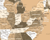 Mapa Estados Unidos - Sepia