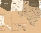 Mapa Estados Unidos - Sepia