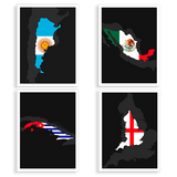 4 "Country Flag" Prints - Wanderlust Maps