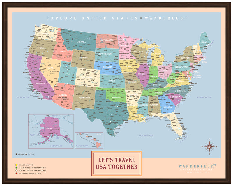 Mapa Estados Unidos - Colorido