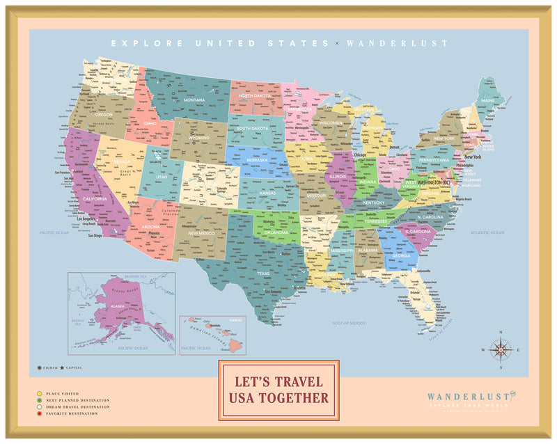 Mapa Estados Unidos - Colorido