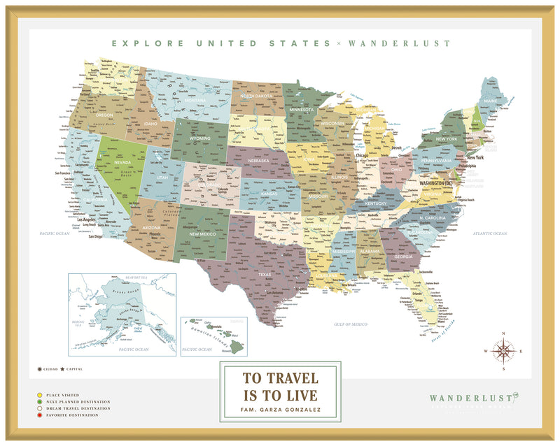 Mapa Estados Unidos - Plata