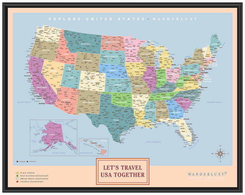 Mapa Estados Unidos - Colorido