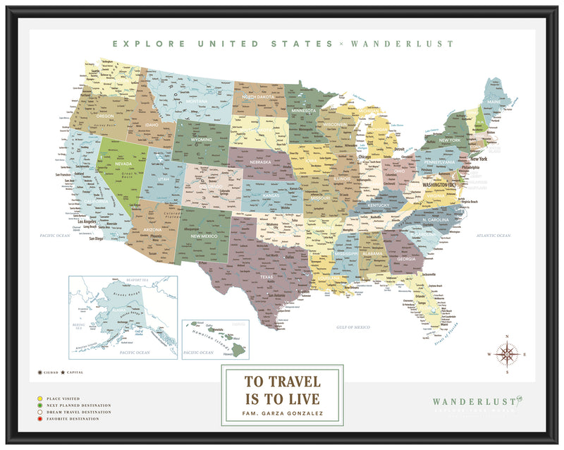 Mapa Estados Unidos - Plata