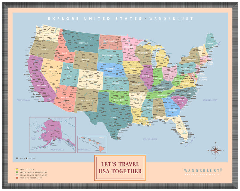 Mapa Estados Unidos - Colorido