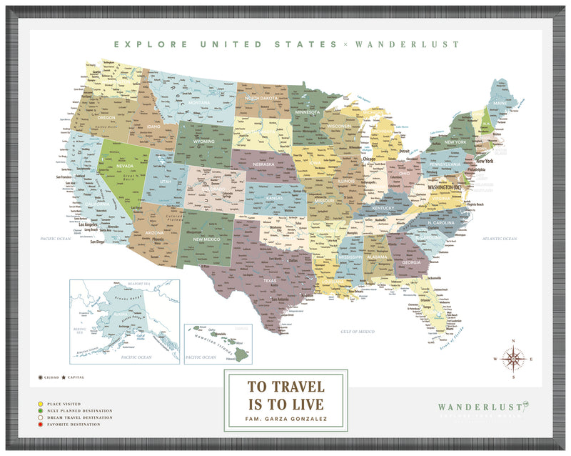 Mapa Estados Unidos - Plata