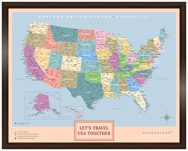 Mapa Estados Unidos - Colorido