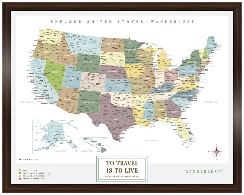 Mapa Estados Unidos - Plata