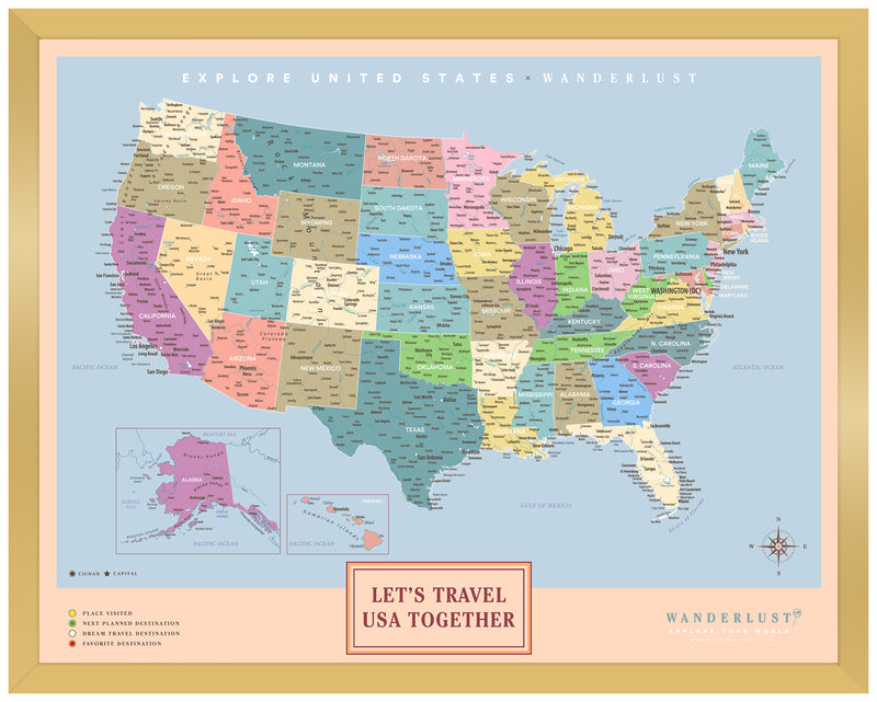 Mapa Estados Unidos - Colorido