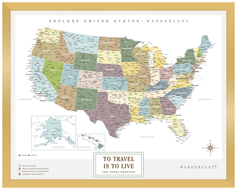 Mapa Estados Unidos - Plata
