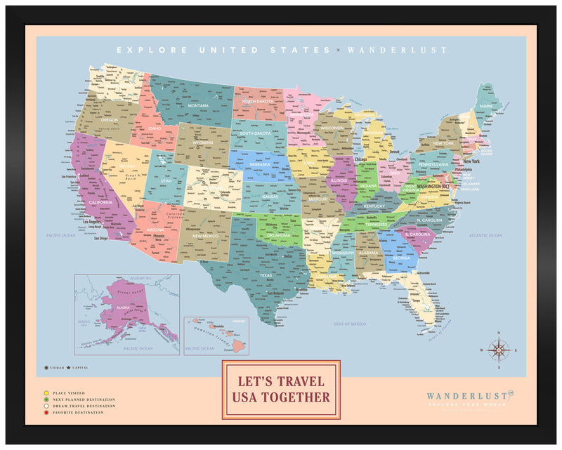 Mapa Estados Unidos - Colorido