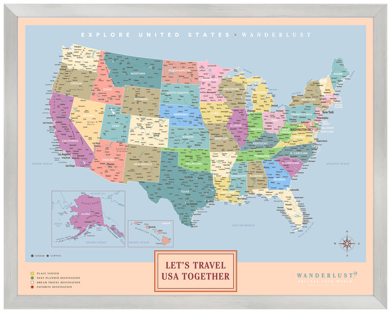 Mapa Estados Unidos - Colorido