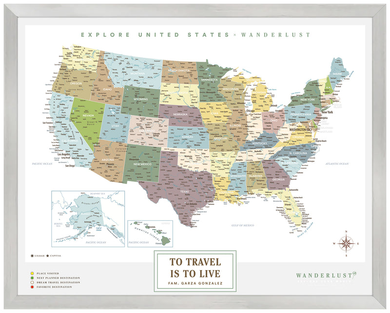Mapa Estados Unidos - Plata