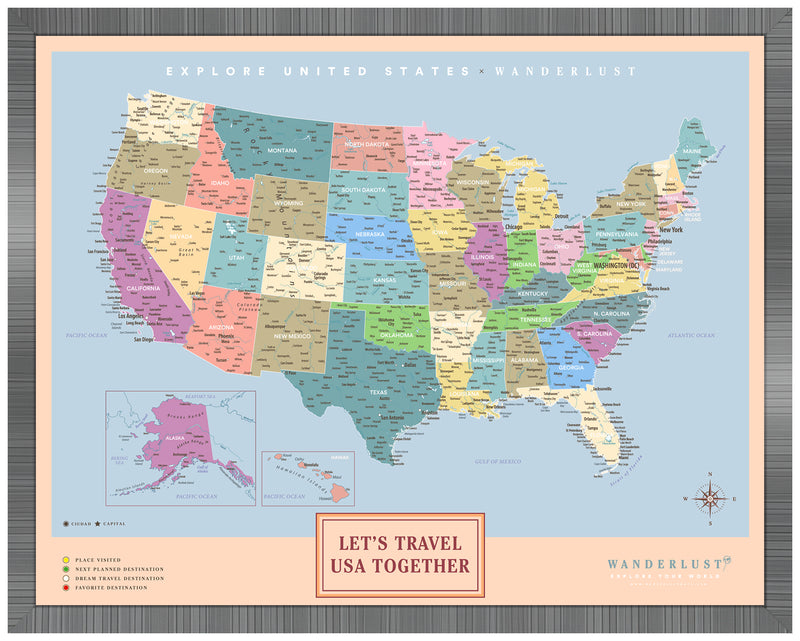 Mapa Estados Unidos - Colorido