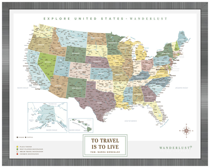 Mapa Estados Unidos - Plata