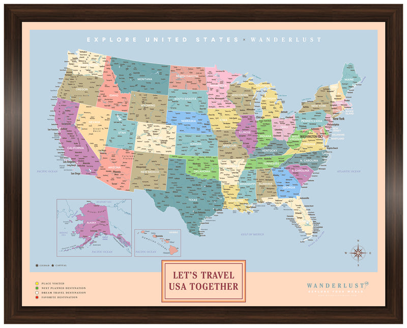 Mapa Estados Unidos - Colorido