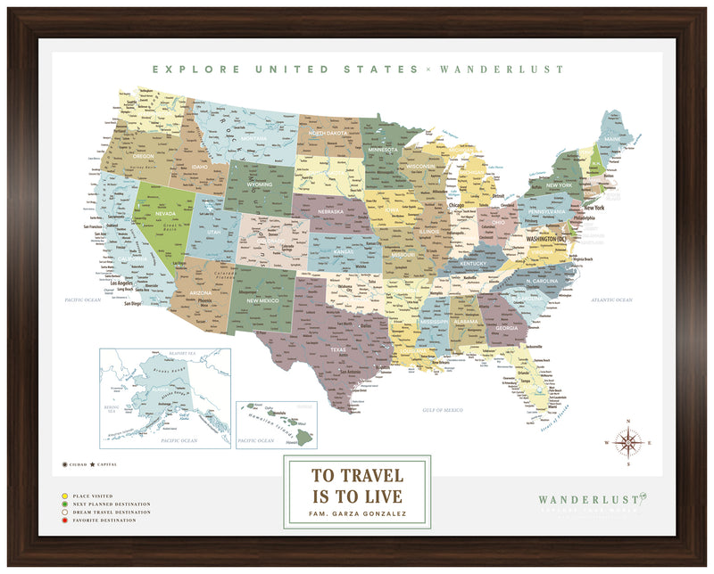 Mapa Estados Unidos - Plata