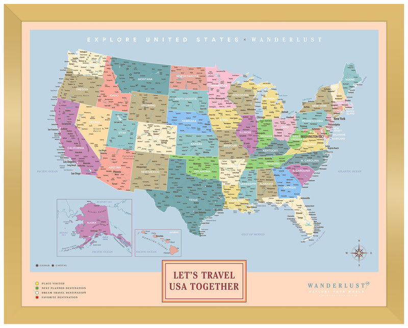 Mapa Estados Unidos - Colorido