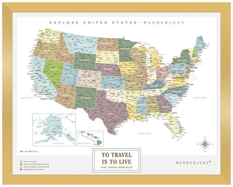 Mapa Estados Unidos - Plata