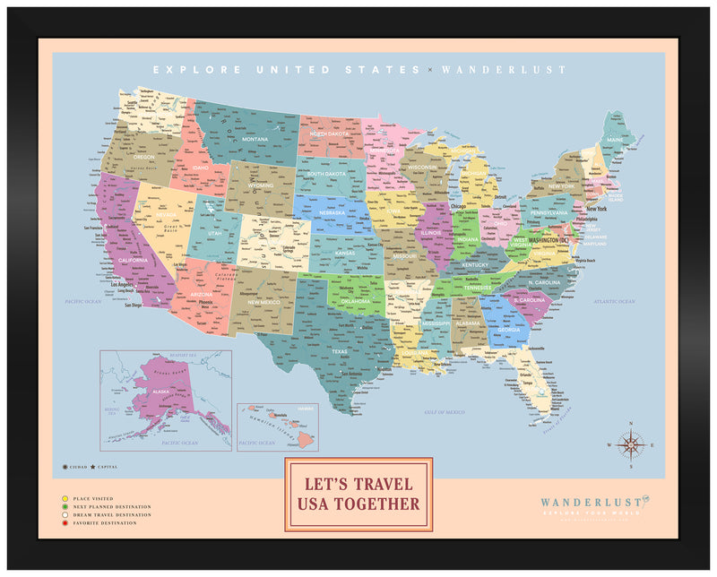 Mapa Estados Unidos - Colorido