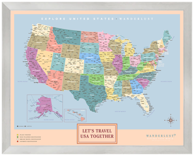 Mapa Estados Unidos - Colorido