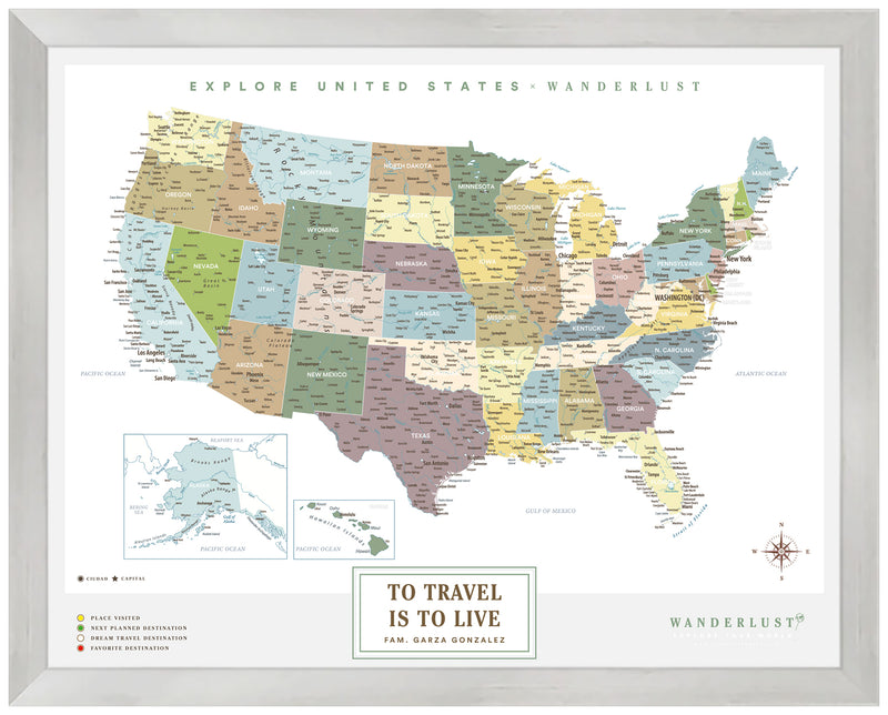 Mapa Estados Unidos - Plata