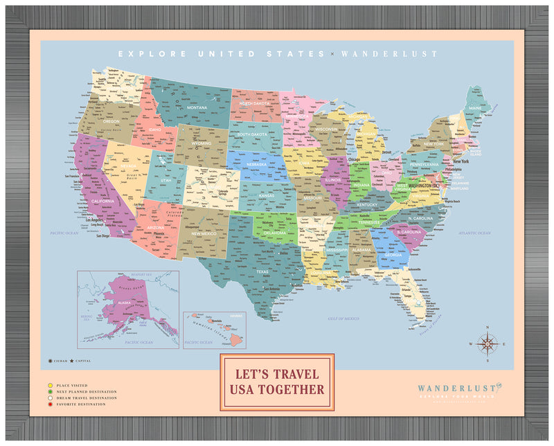 Mapa Estados Unidos - Colorido