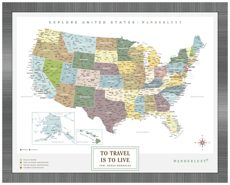 Mapa Estados Unidos - Plata