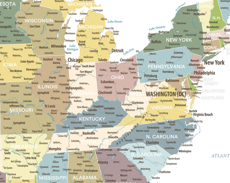 Mapa Estados Unidos - Plata