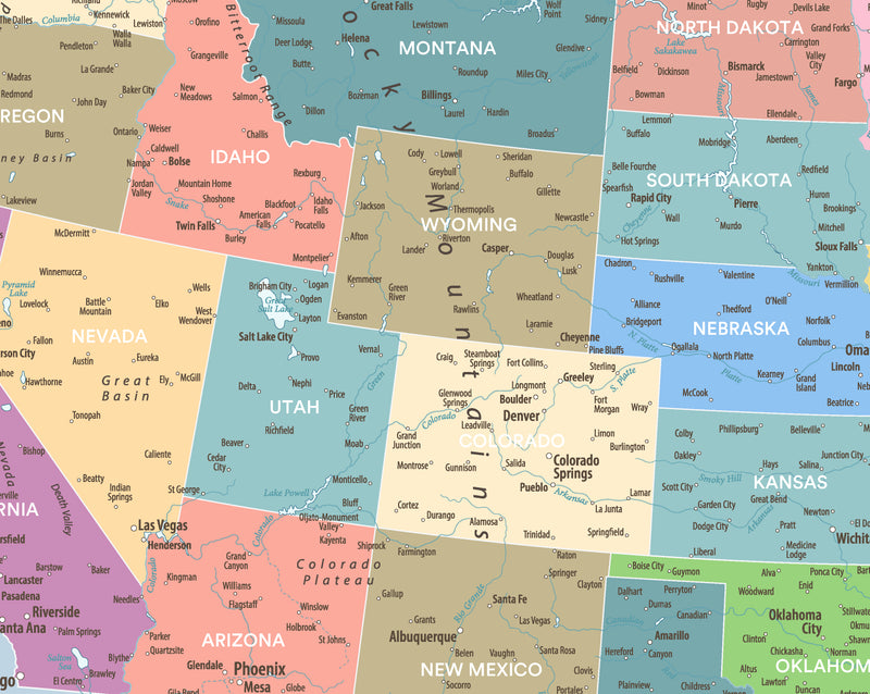 Mapa Estados Unidos - Colorido