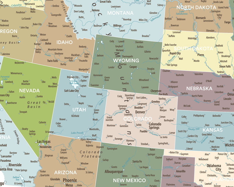 Mapa Estados Unidos - Plata