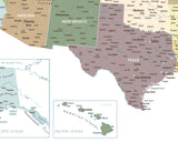 Mapa Estados Unidos - Plata