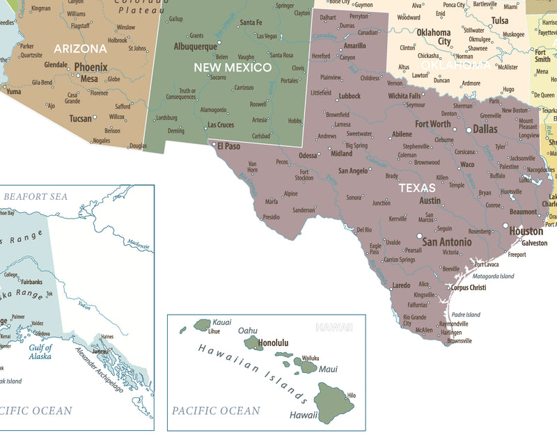 Mapa Estados Unidos - Plata