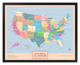 Mapa Estados Unidos - Colorido - Wanderlust Maps