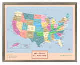 Mapa Estados Unidos - Colorido - Wanderlust Maps