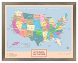 Mapa Estados Unidos - Colorido - Wanderlust Maps