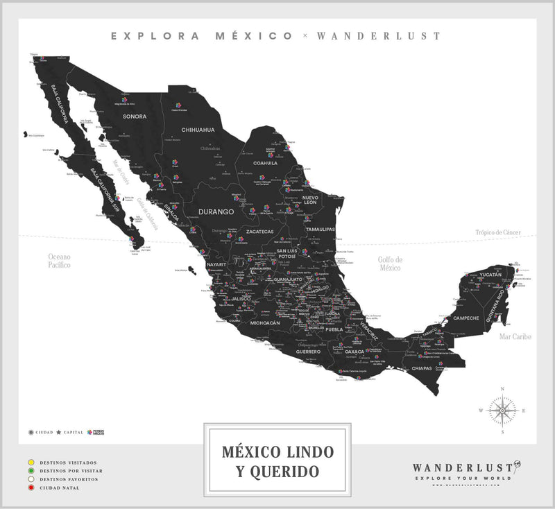México B&N - Poster - Wanderlust Maps