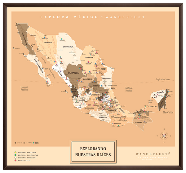 México Sepia - 2cm Chocolate - Wanderlust Maps