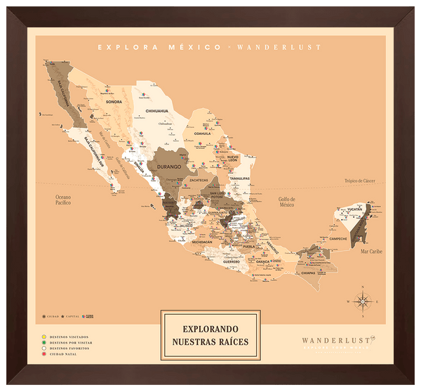 México Sepia - 4cm Chocolate - Wanderlust Maps