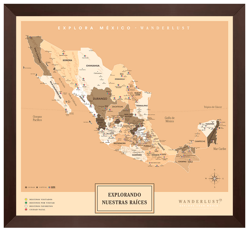 México Sepia - 4cm Chocolate - Wanderlust Maps
