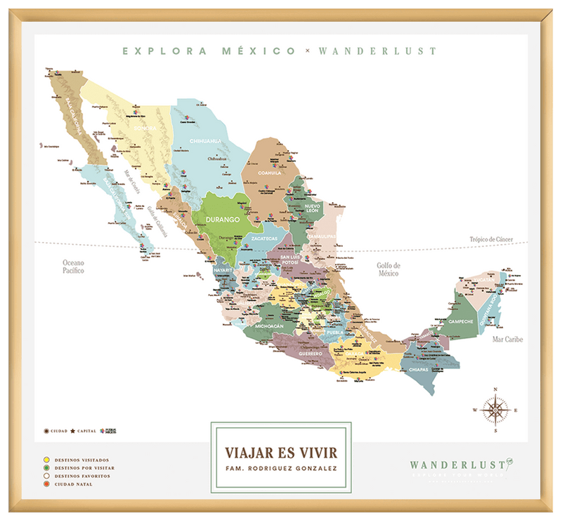 México Plata - 2cm Dorado - Wanderlust Maps