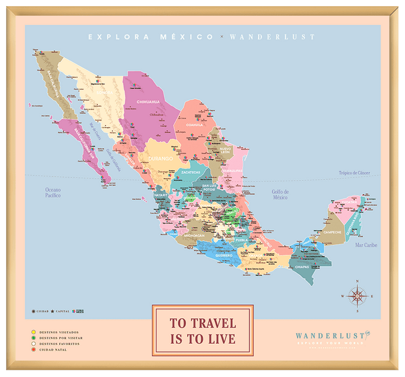 México Colorido - 2cm Dorado - Wanderlust Maps