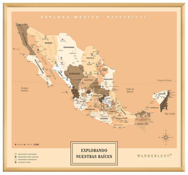 México Sepia - 2cm Dorado - Wanderlust Maps