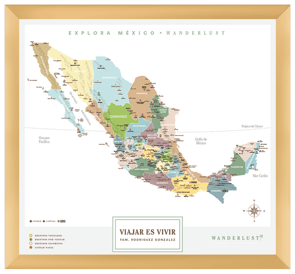México Plata - 4cm Dorado - Wanderlust Maps