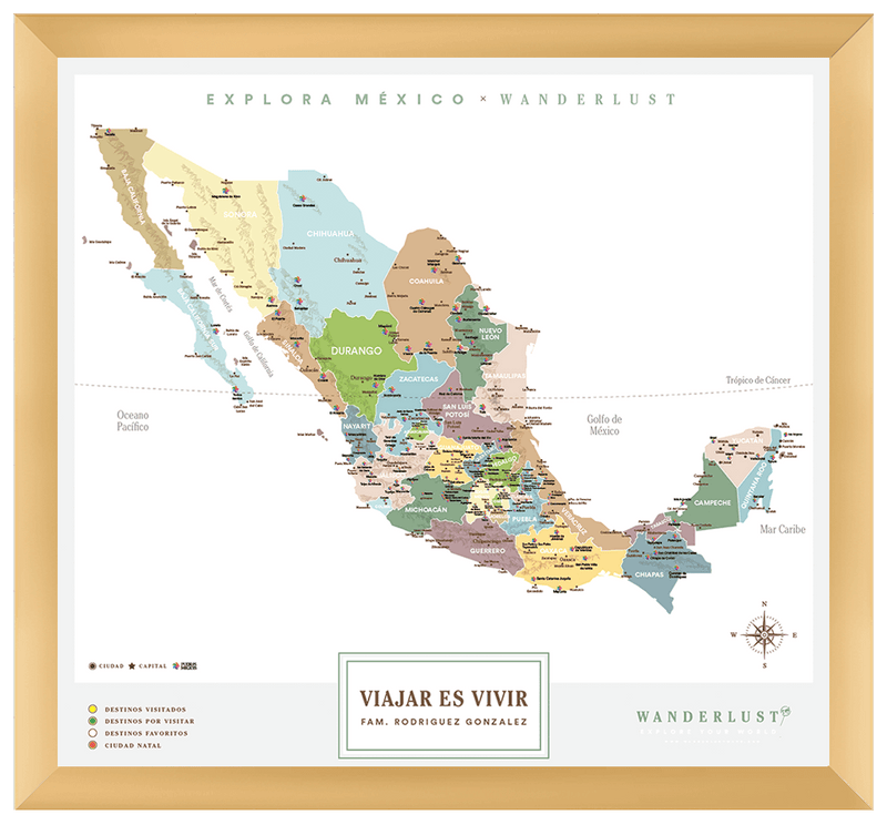 México Plata - 4cm Dorado - Wanderlust Maps