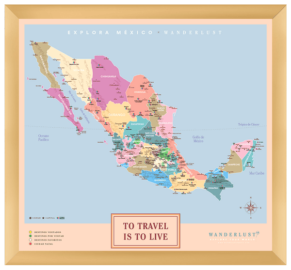 México Colorido - 4cm Dorado - Wanderlust Maps