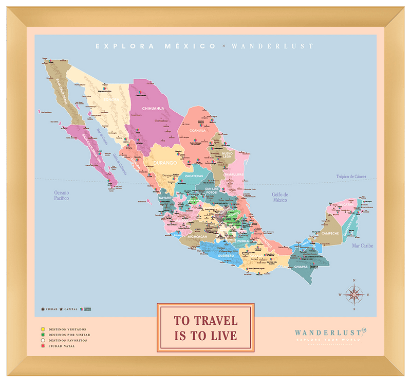 México Colorido - 4cm Dorado - Wanderlust Maps