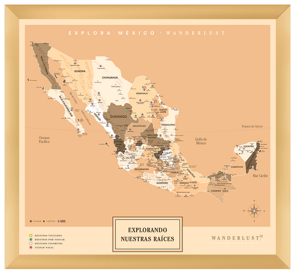 México Sepia - 4cm Dorado - Wanderlust Maps