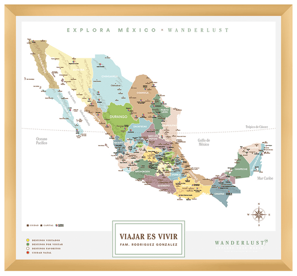 México Plata - 3cm Dorado - Wanderlust Maps
