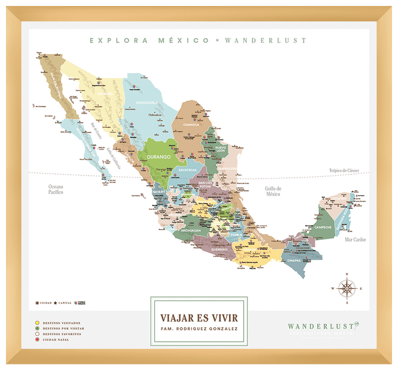 México Plata - 3cm Dorado - Wanderlust Maps